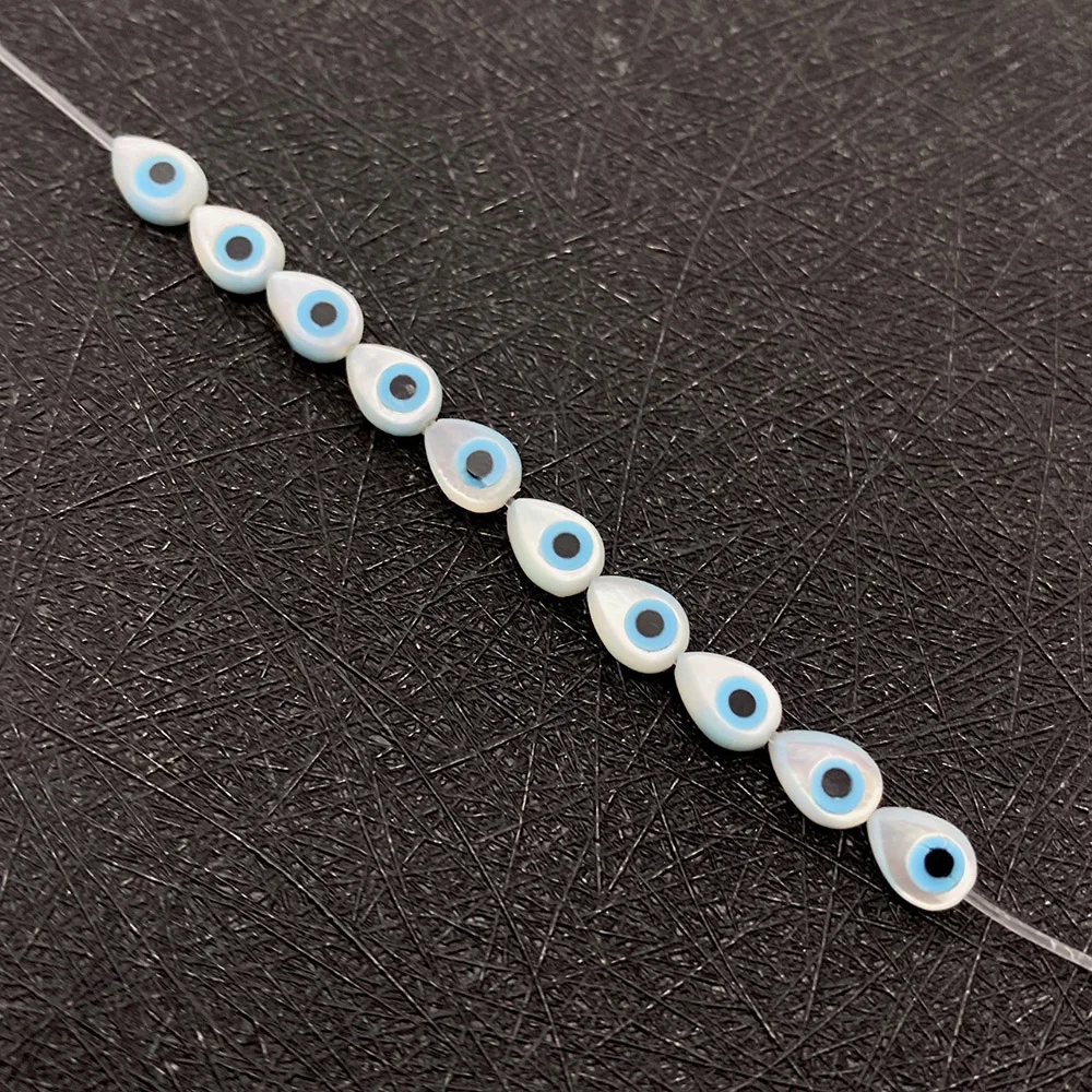 

Drop Shape Turkish Eye Bead Charms for Jewelry Making DIY Necklace Earring Bracelet Evil Eye Natural Seawater Shell Loose Beads