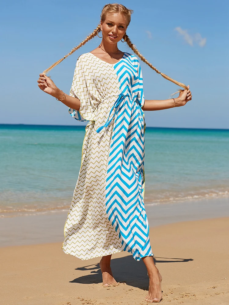 

2023 Boho Maxi Dress Over Size Beach Cover Up Kaftan Vestido Playero Pareo Beachwear Bathing Suit Women Cover Ups Robe Plage