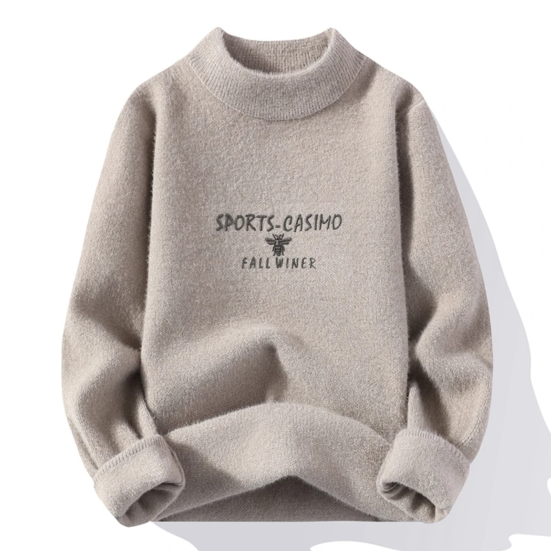 

Autumn/Winter Youth Casual Slim High Quality Long Sleeve Half Turtleneck Solid Color Sweater Fashion Knit Sweater