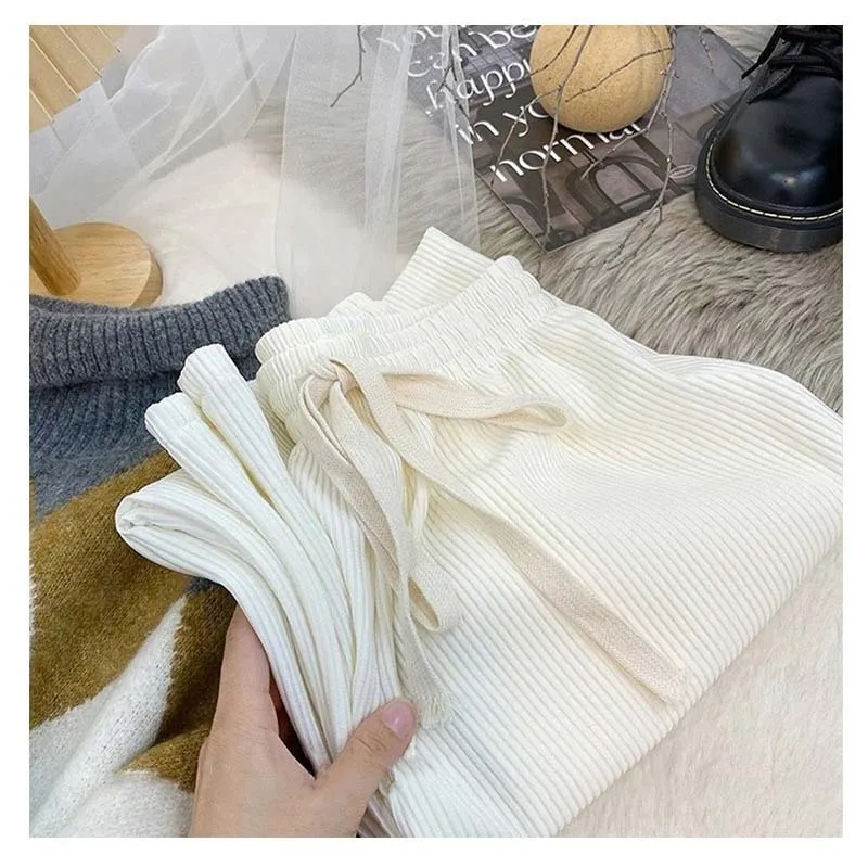 Casual High Waist Leggings Loose Style Solid Sweatpants Push Up Leggings Home Wear Women Clothing Pants Drawstring
