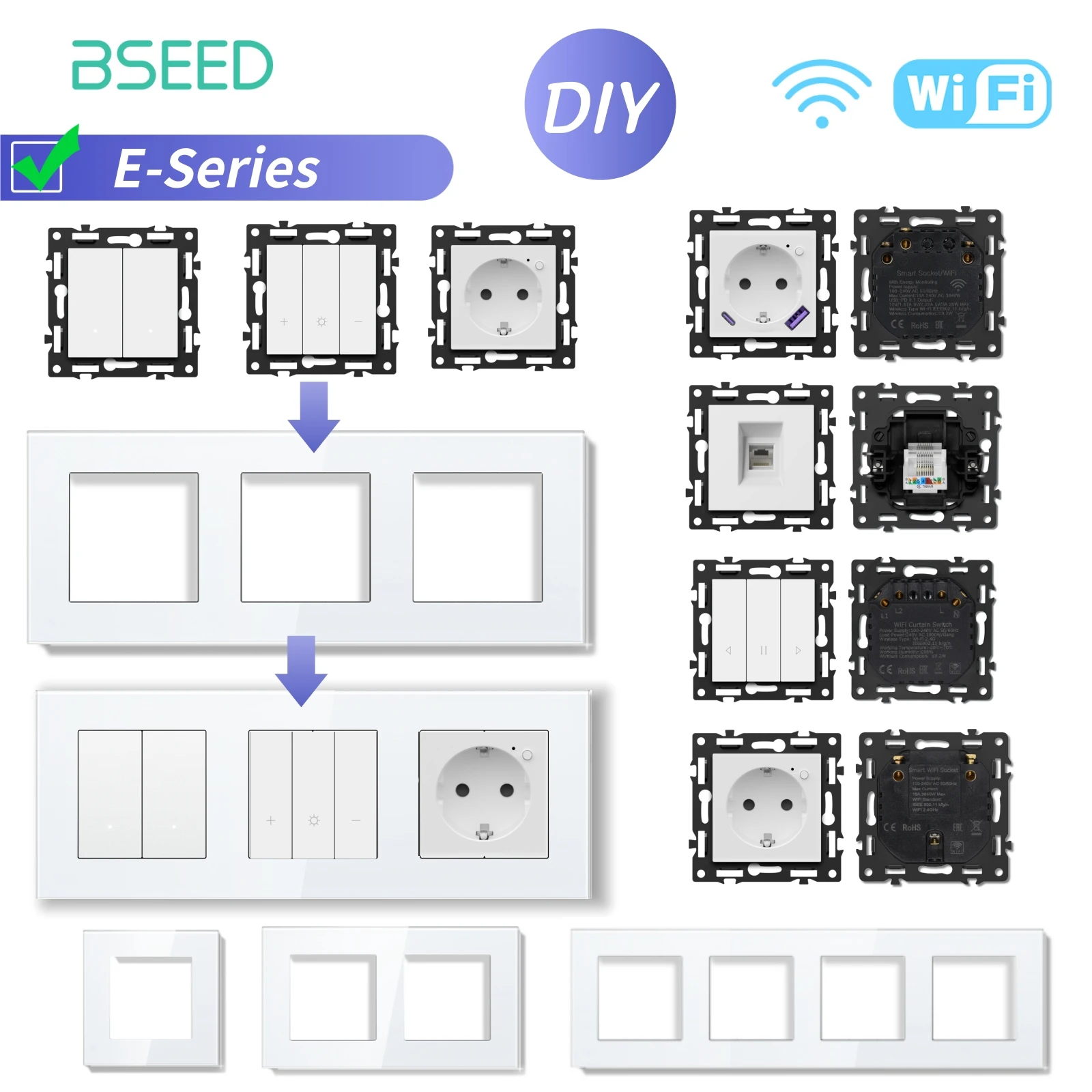 Модули переключателя касания BSEED WIFI детали умного выключателя света белая