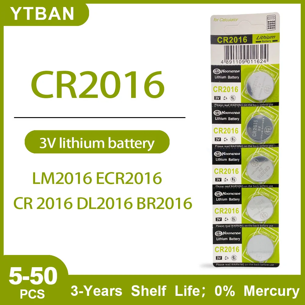 5-50 шт. CR2016 с монетами CR 2016 DL2016 BR2016 LM2016 ECR2016, применяется к ключам брелока, батарее часов, батарее термометра