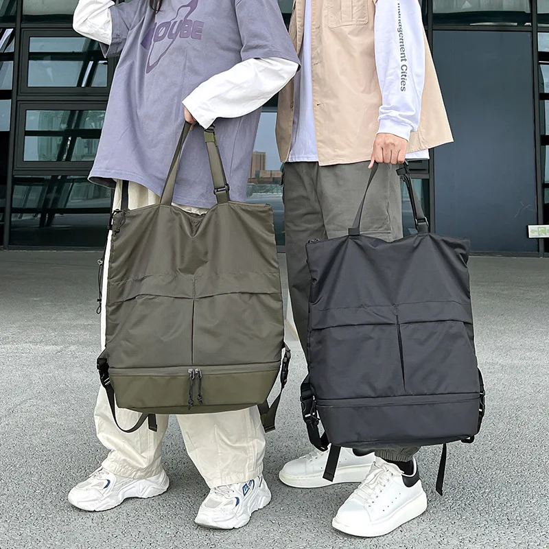 

Trendy backpack for women commuting carrying solid casual single shoulder tote bag large capacity waterproof nylon backpack