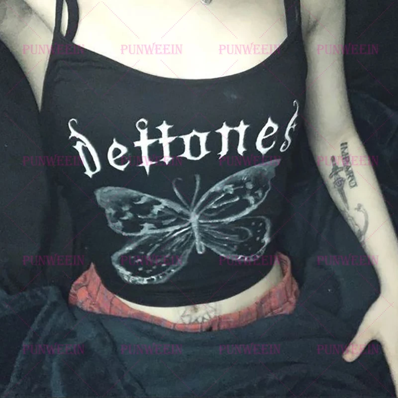 Майка без рукавов в эстетике гранж с милым винтажным принтом укороченный топ