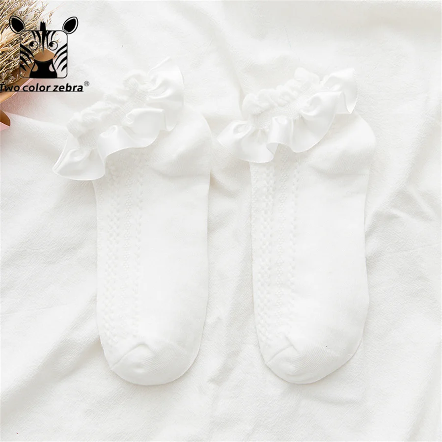 Summer Thin Section Lolita Maiden Sweet Wind Solid Color Aldult Sock Lace Clothing Accessories Twisted Low-cut Daily Necessities