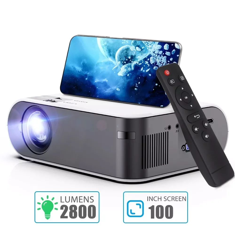 

2022 Mini Portable Projector for HD 1080P Video WiFi Projector Proyector 2800 Lumens Smart Phone Airplay Maircast Beamer Home