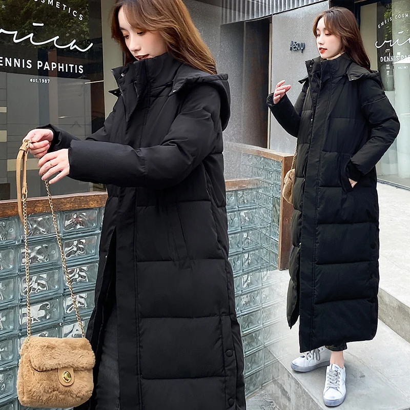 

Large size S-3XL Women's down jacket Korean style extended long loose winter jacket 2022 new thickened