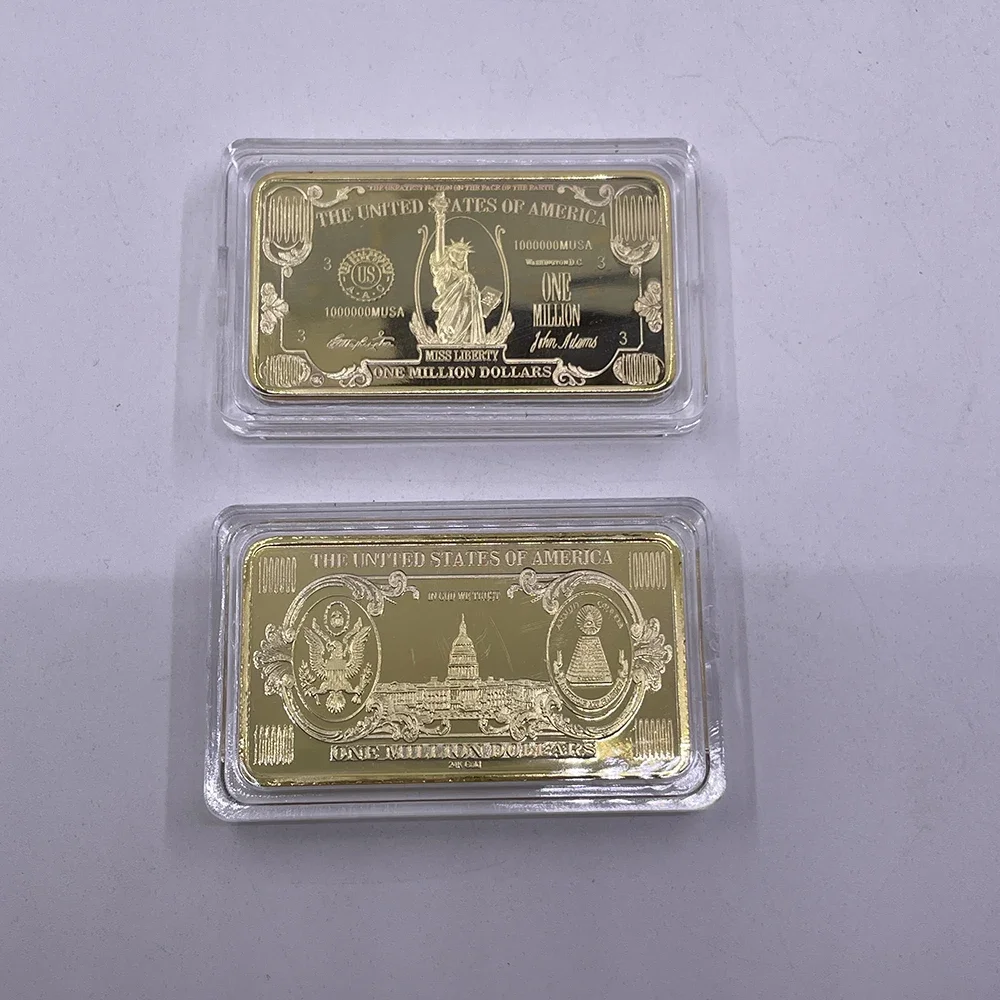 

Памятный бар в долларах США с покрытием из 24-каратного золота — коллекционный сувенир с американской валютой, подарок на миллион миллиардов долларов, долларный слиток