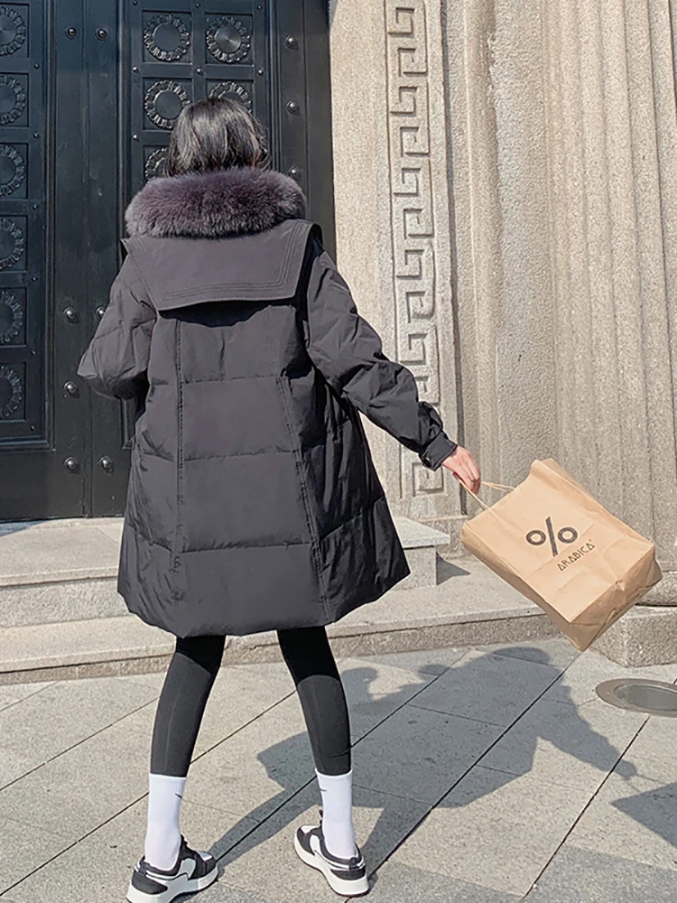 AOSSVIAO 2022 Winter Womens Down Jackets Long Thick down Casual Coat Puffer Jacket Slim Remove Hooded Parka