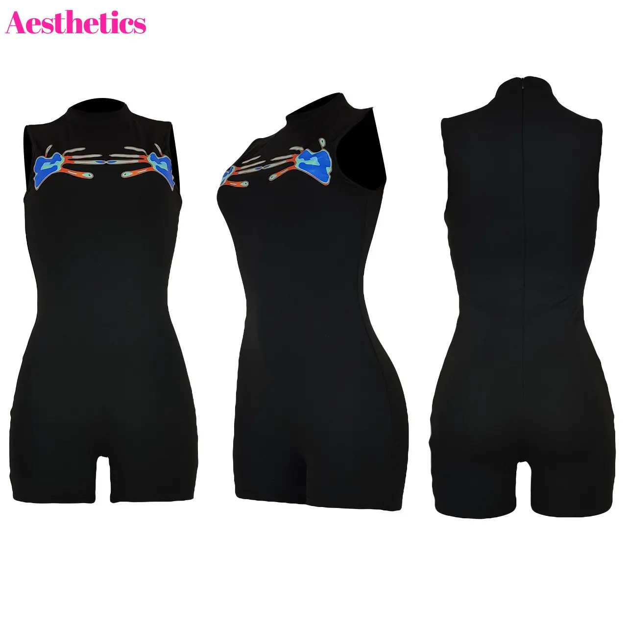 Sexy Print Jumpsuits 2023 Summer Women Short Sleeve Street Fashion Bodysuit Tracksuit One Piece Pants Overall Romper