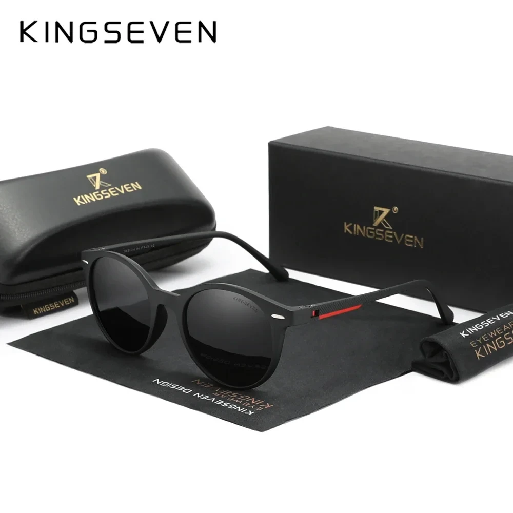 

KINGSEVEN Brand Polarized Sunglasses Men UV400 Women Driving Cat Eye Round Full Frame Sun Glasses Male Goggle New TR90 Eyewear