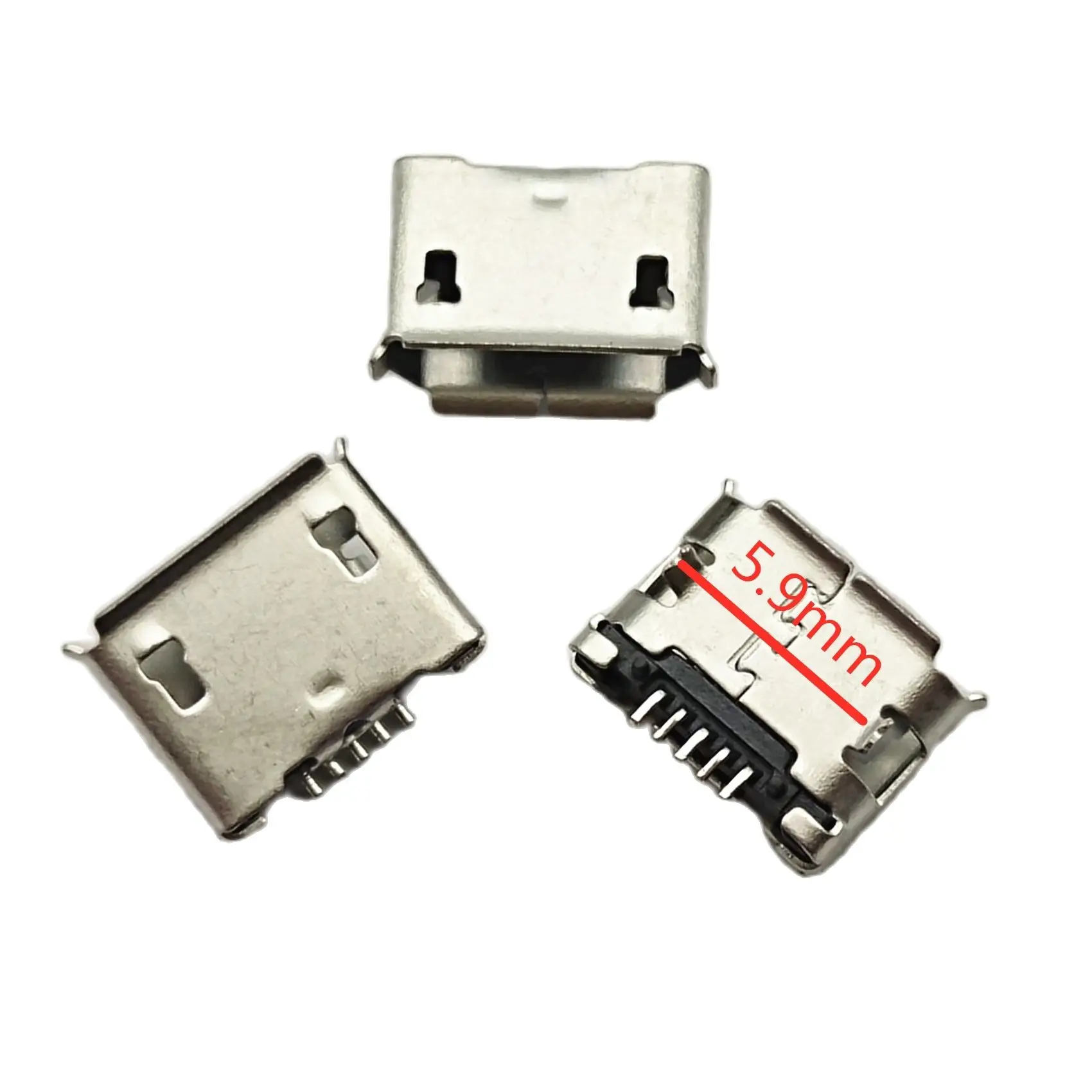 50Pcs/Lot Micro USB 5P 5-pin DIP2 Mini USB Jack 5Pins 5.9mm USB Connector Charging tail plug Socket For Phone DIY Accessories