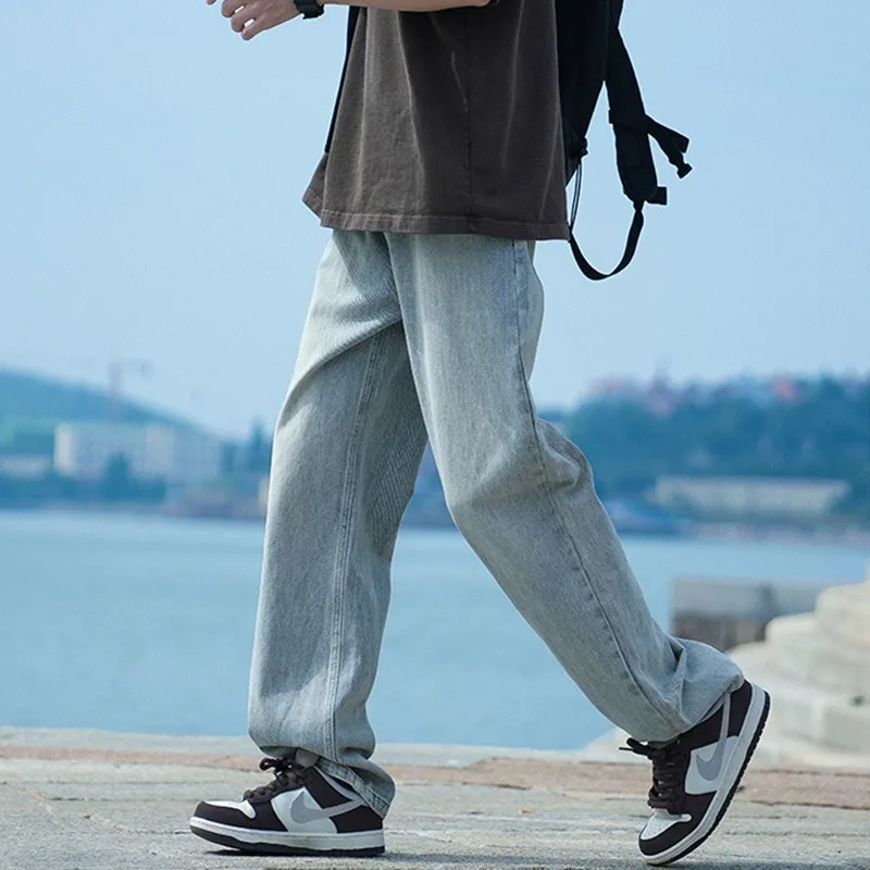 High Street потертые джинсы мужские тонкие свободные широкие брюки весна и осень