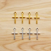 50 pieces tibetan silvergold cross crucifix charms pendant beads for necklace earrings jewelry making findings 11x21mm