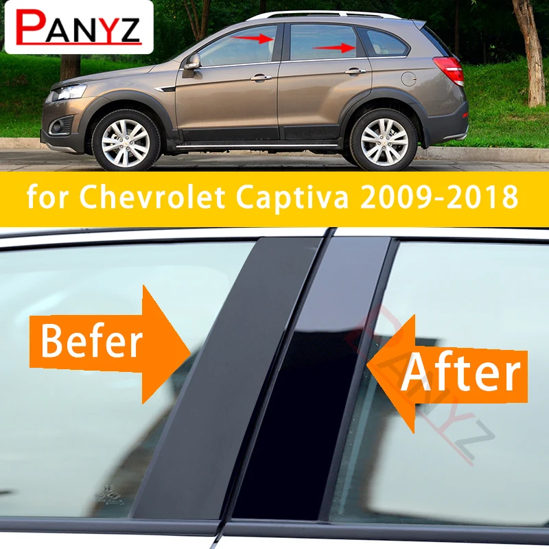 

6PCS Polished Pillar Posts Fit Window Trim Cover BC Column Sticker For Chevrolet Captiva 2009-2018
