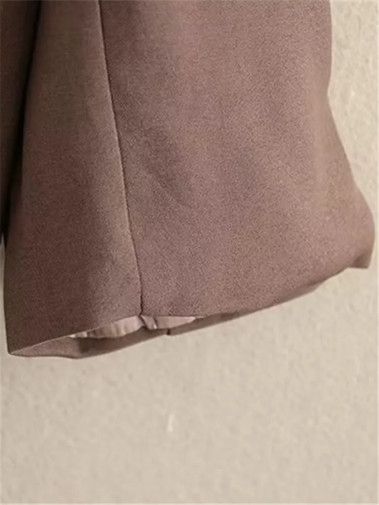 Плюс Размер Женский Блейзер С Капюшоном Длинным Рукавом Новый Лацкан Двубортный