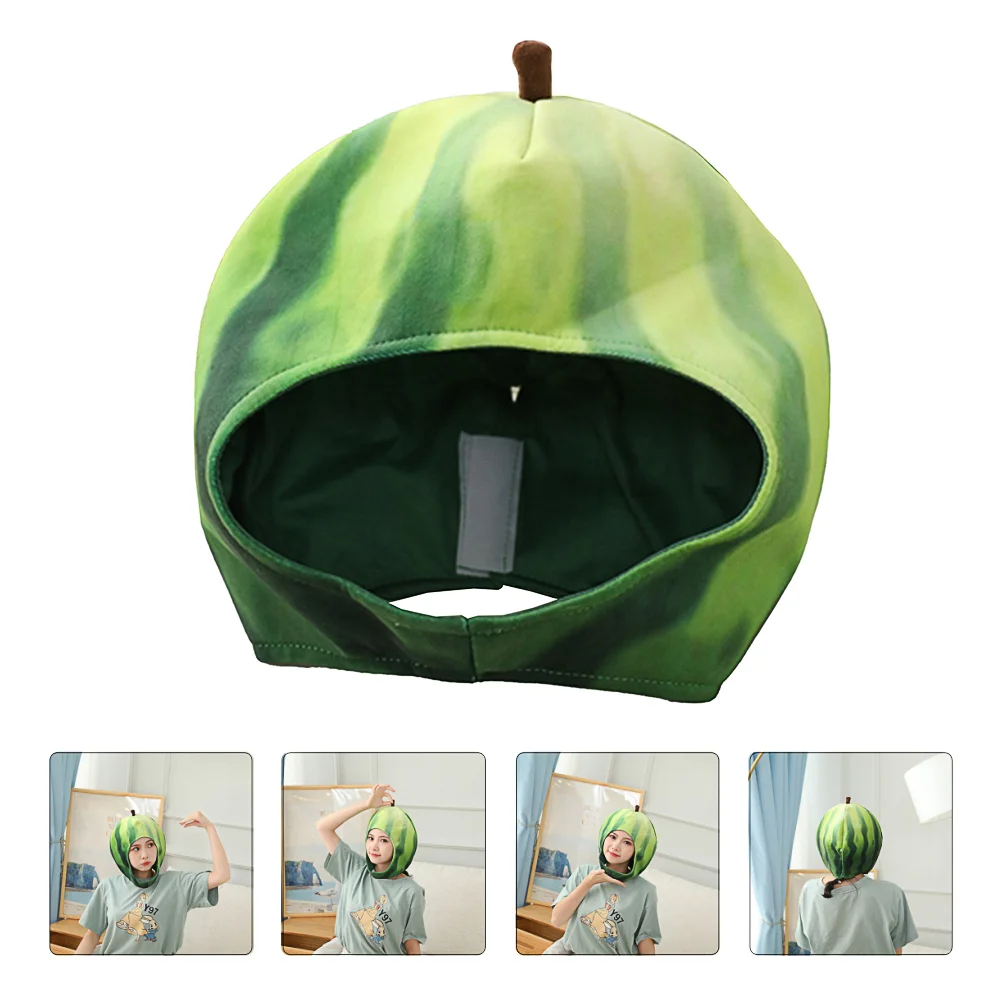 

Face Mask Watermelon Headgear Funny Hat Cartoon Novelty Party Plush Cap Headdress