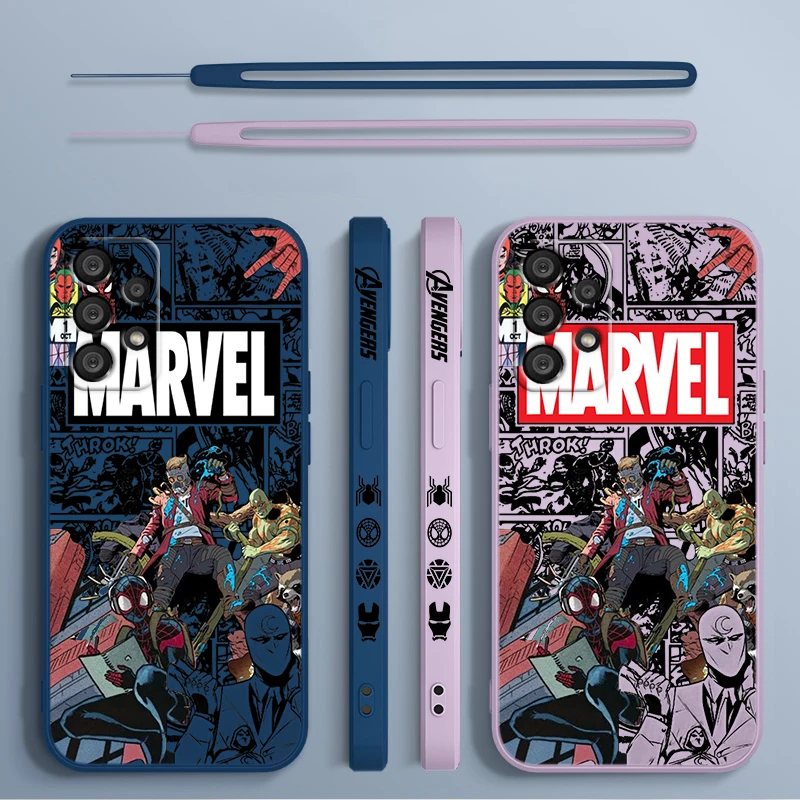 

Marvel Avengers Comics Cool Samsung Phone Case For A73 A53 A33 A52 A32 A71 A51 A21S A03S A50 A30 5G Liquid Left Rope Cover