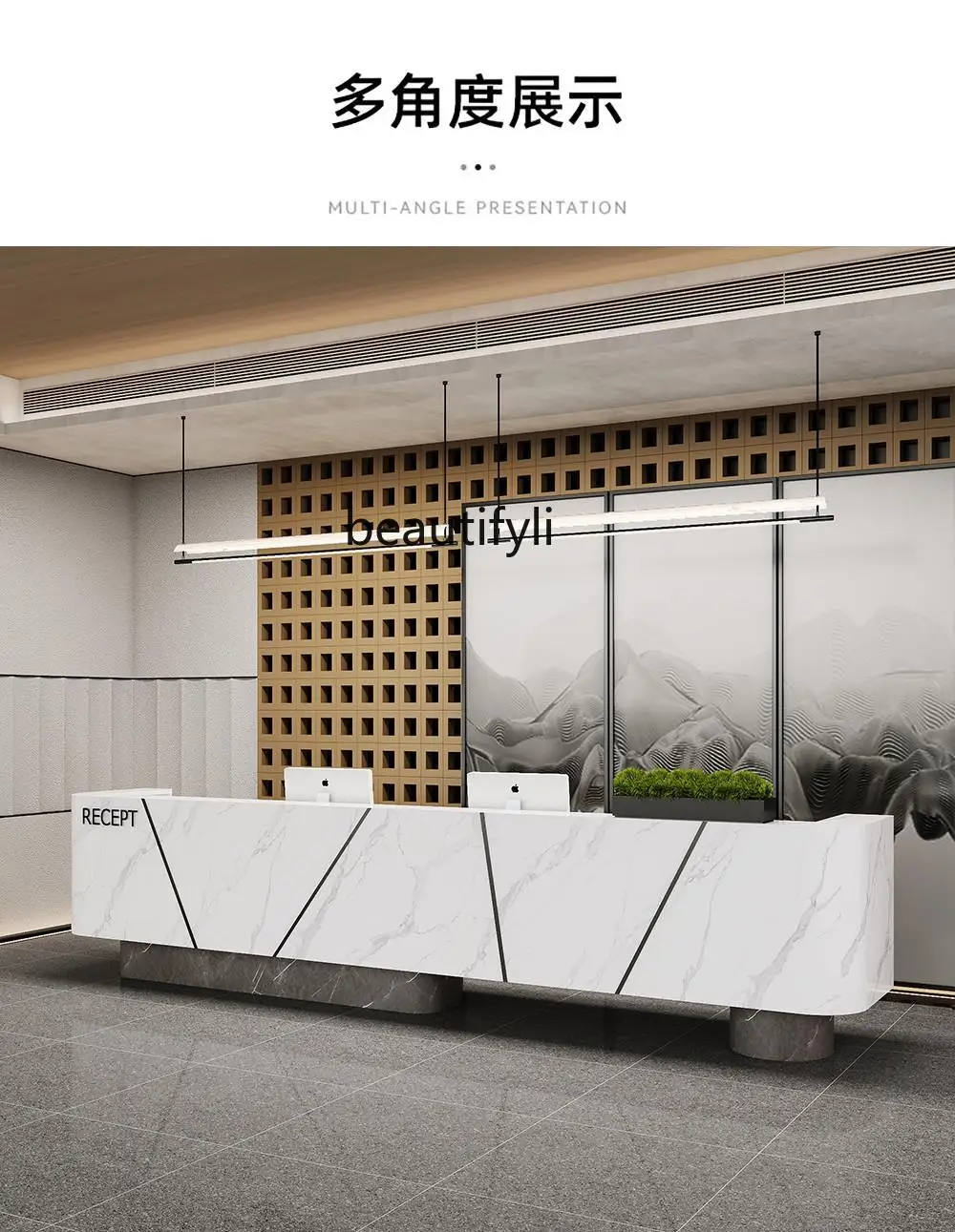 Стойка регистрации компании вестибюль отеля мраморный шифер фитнес бильярд