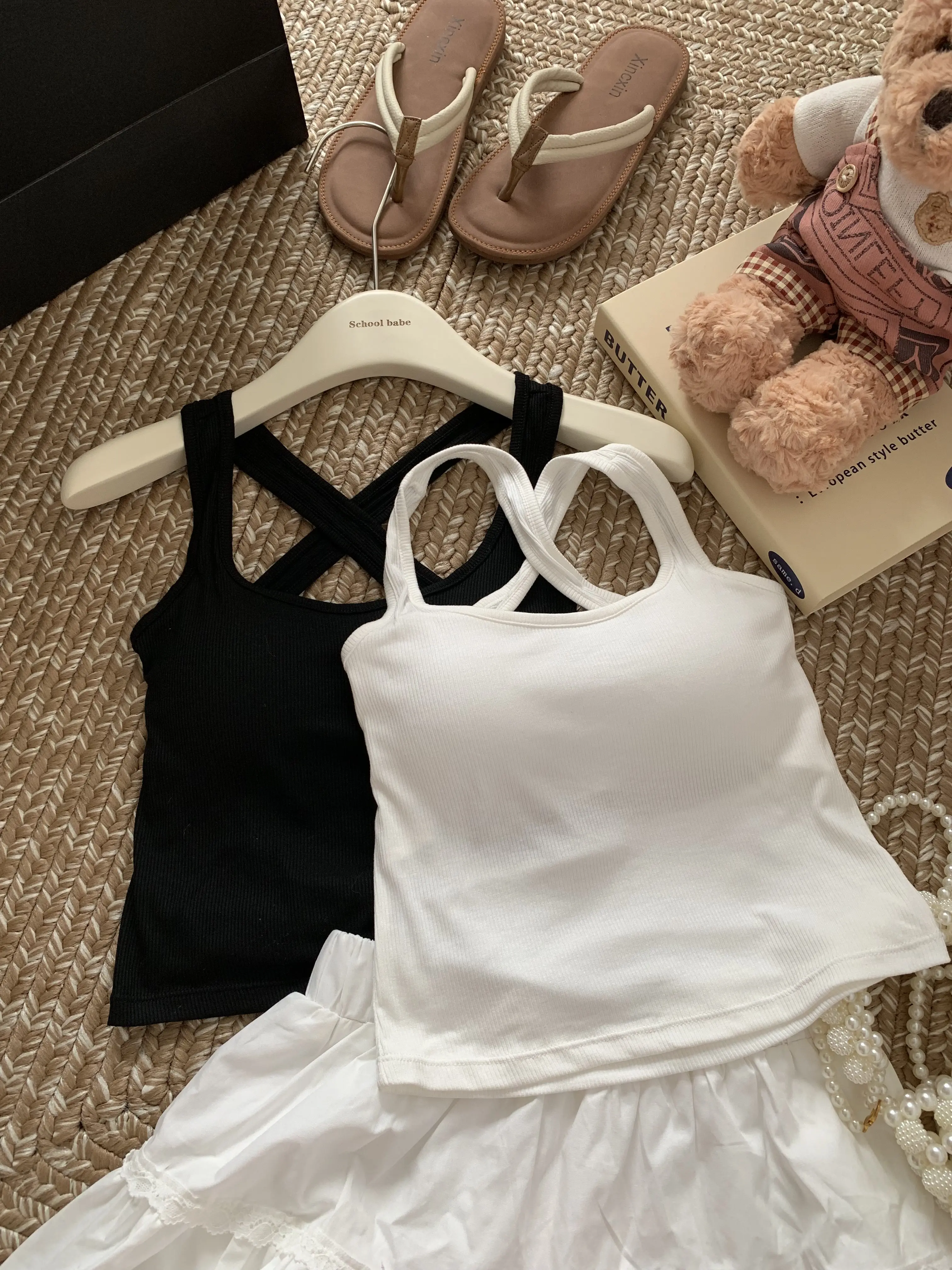 Pure Desire Sle Comes with Chest Pad Cami Women Summer 2024 New Design Sense Inner wear Sleeveless Top Outer Wear