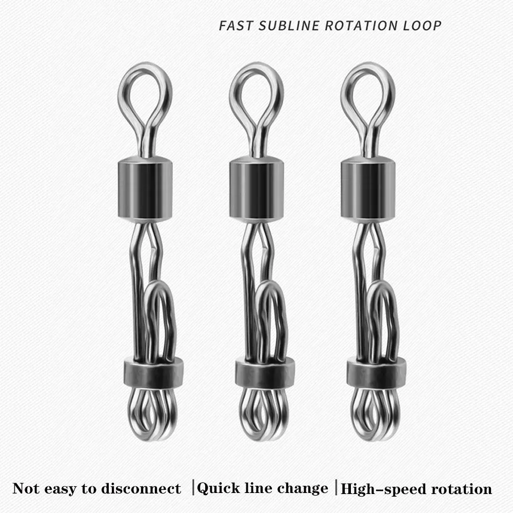 

10Pcs/Pack Durable Quick Change Terminal Useful Solid Ring Swivels Snap Fishing Connector Rolling Swive