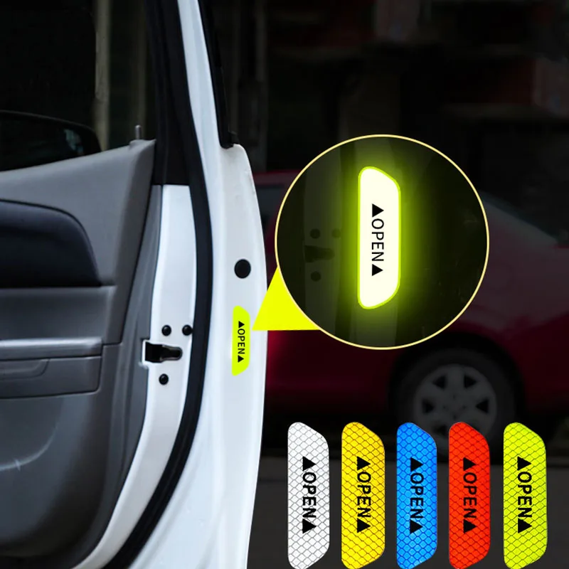 

Светоотражающие наклейки на двери автомобиля, предупреждающие отражающие ленты для открытия и безопасности, автомобильные аксессуары, светоотражающие наклейки для интерьера и экстерьера