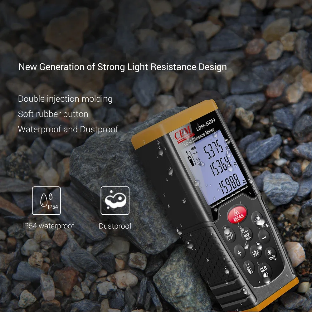 CEM LDM-50H Диапазон измерения 50 м Цифровой лазерный измеритель дистации Ручной