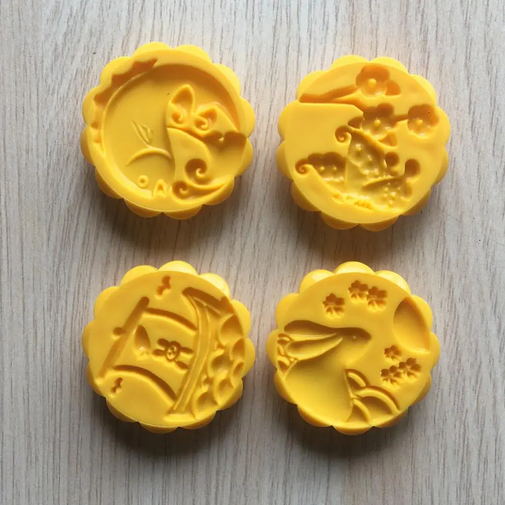 1 Set Durable 3D Tiger Rabbit Cake Press Mold Moon Cake Mould Lightweight DIY