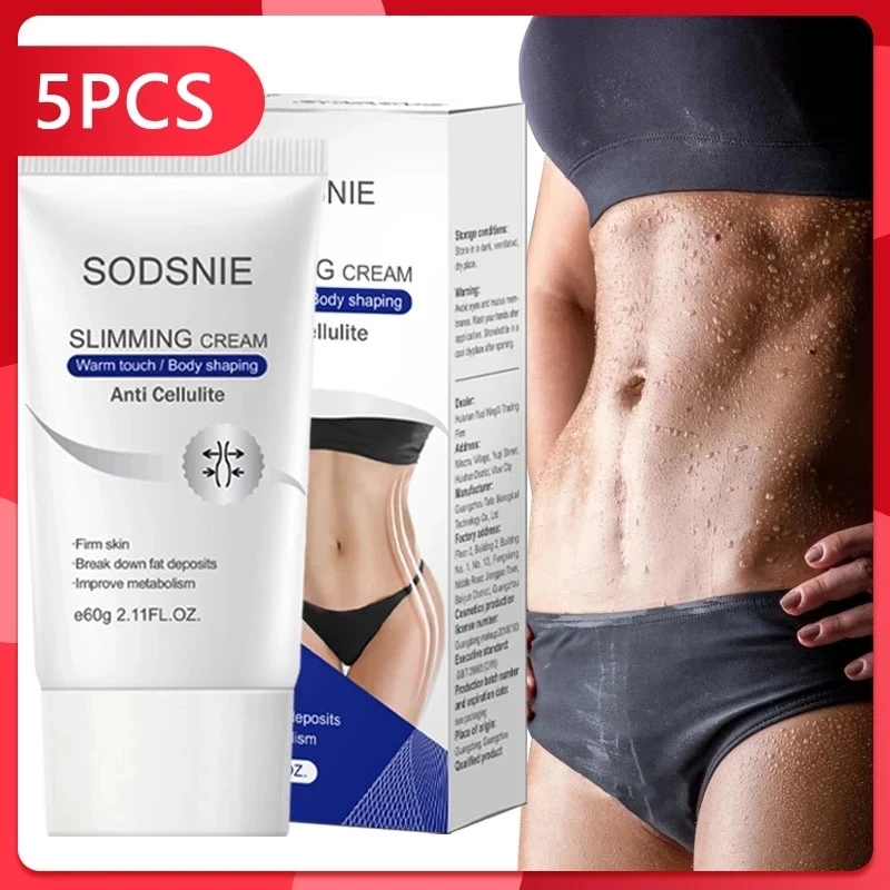 

5PCS Slimming Cream Weight Loss Remove Cellulite Sculpting Fat Burning Massage Firming Lifting Quickly Niacinamide Body Care 60g