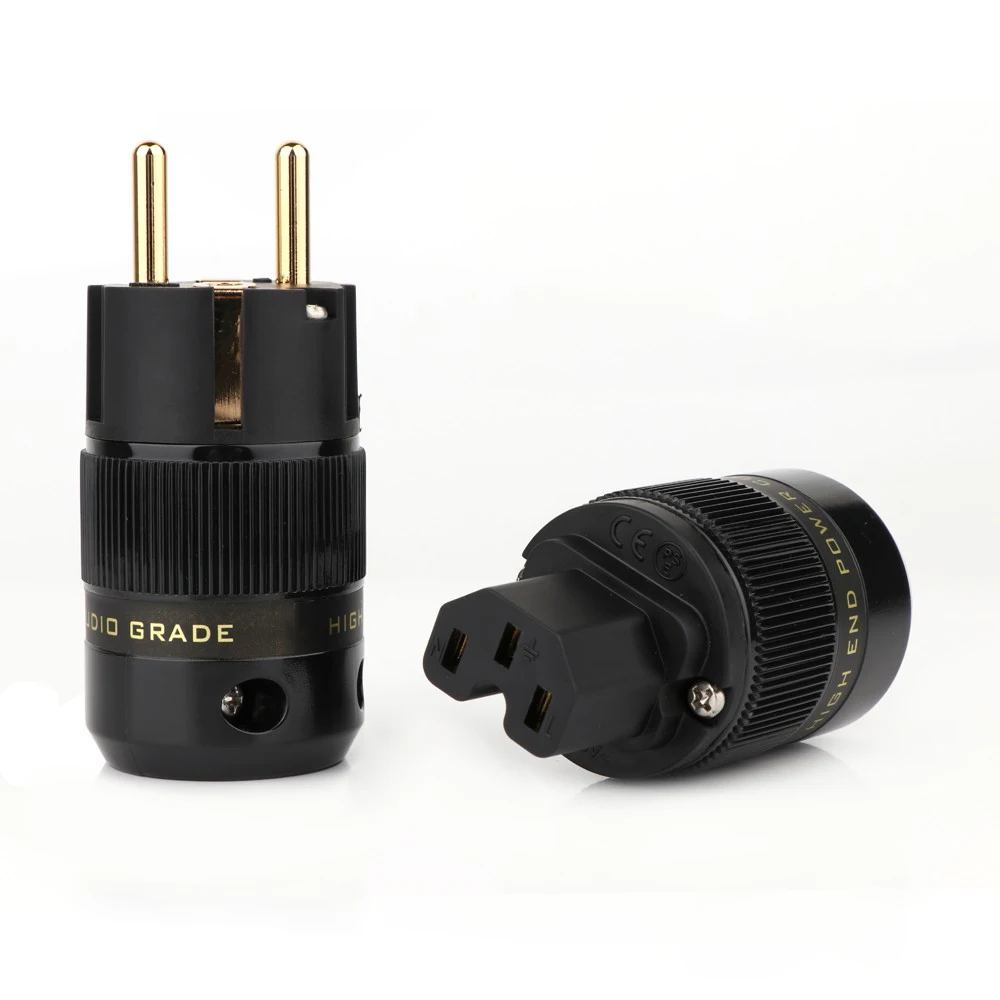 

Hight Quality 24K Gold Plated Brass Schuko AC power plug+IEC power connector hifi EU audio power adapter connector plug