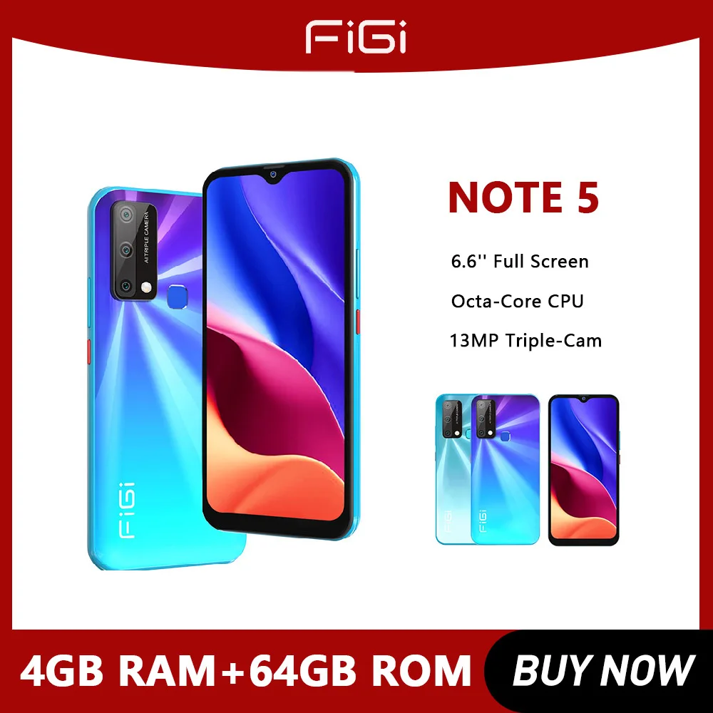 

FIGI Note 5 Smartphones 6.6" Full Screen 4GB RAM 64GB ROM unlock Android 11 Octa Core CPU 4500mAh Mobile Phone 13MP Rear Ca
