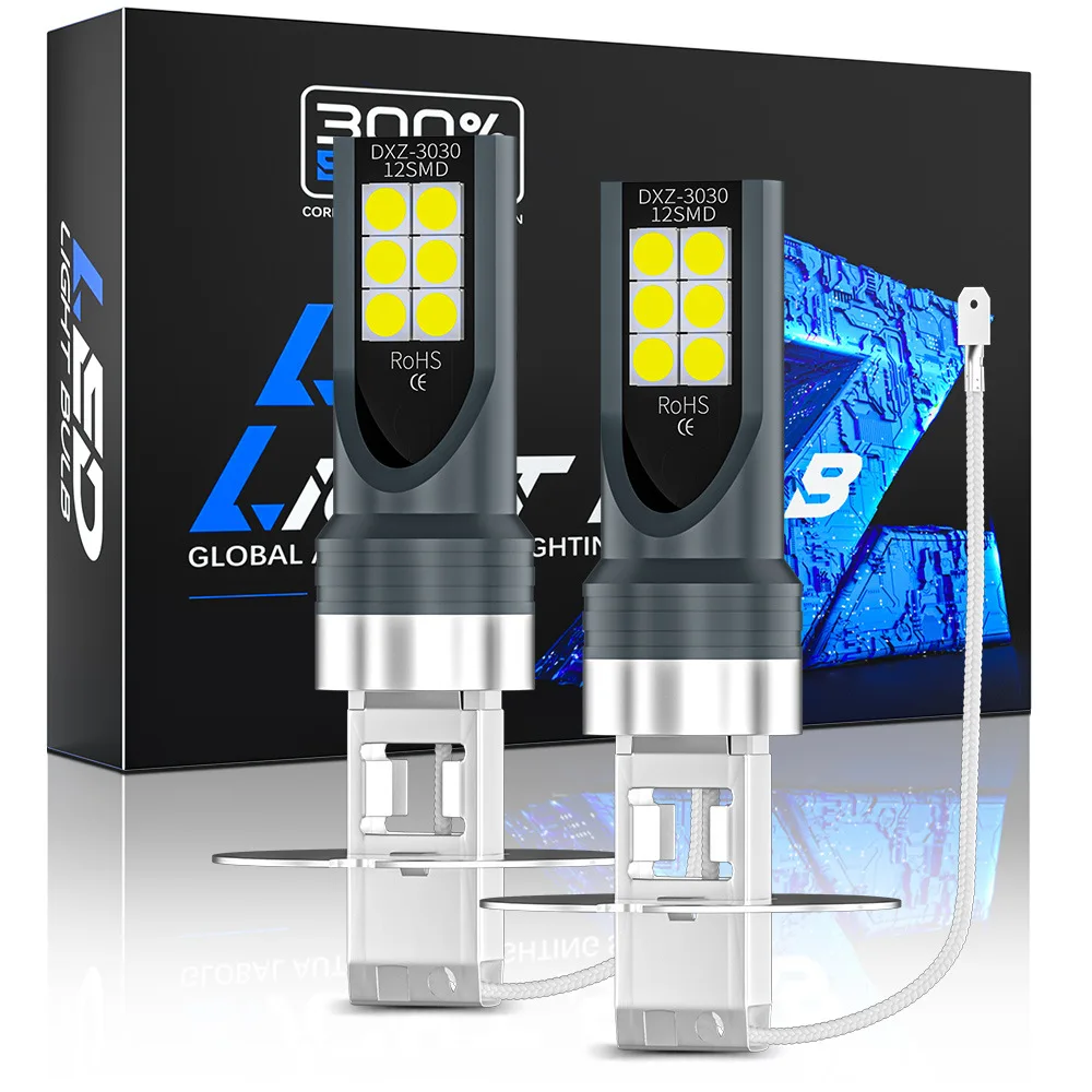 

WD H1 H3 H4 H7 H8 H11 9005 9006 3030 12SMD 6500K Automobile LED Fog Light LED Headlamp DC12-24V Day Running Lamp