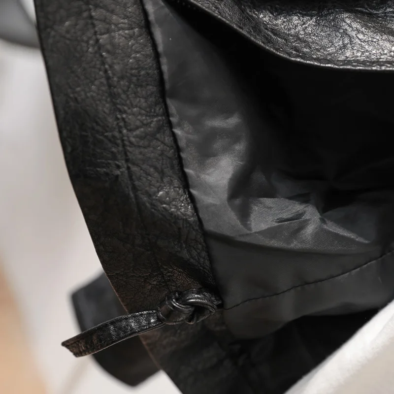 2023 autumn new loose version of women's short leather jacket stand-up collar short coat