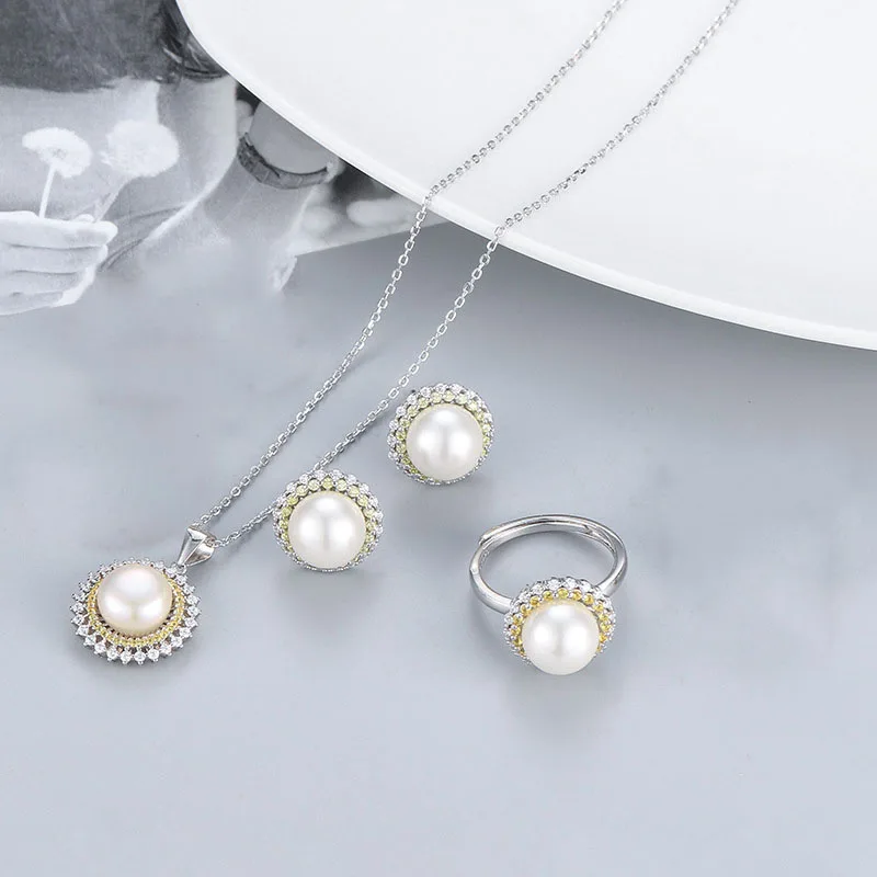 

Комплект из колье и серёг, из серебра 925 пробы
