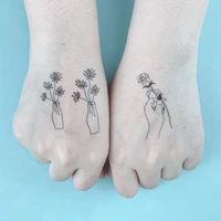 tattoo sticker small black white sketch flowers flash tatoo temporary drawing body art fake water transfer stickers to kid girl