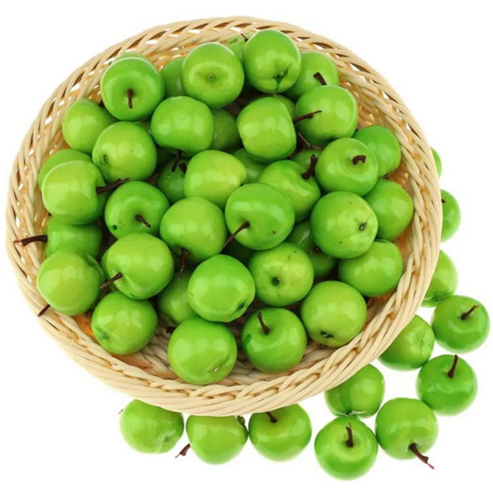 Искусственные фрукты и овощи из пеноматериала зеленые яблоки 3 см 10 шт. для