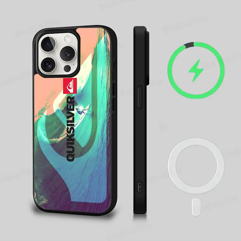 Фото Магнитный чехол Q-QuiksilverS LOGO для iPhone 16 15 14 13 12 11 17 Pro Max Plus с поддержкой беспроводной зарядки №4