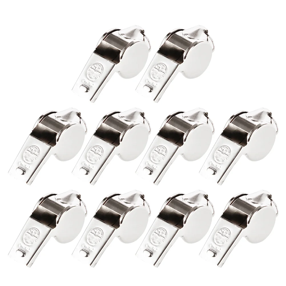 

10Pcs Hanging Metal First Aid Whistles Outdoor Metal Football Whistles