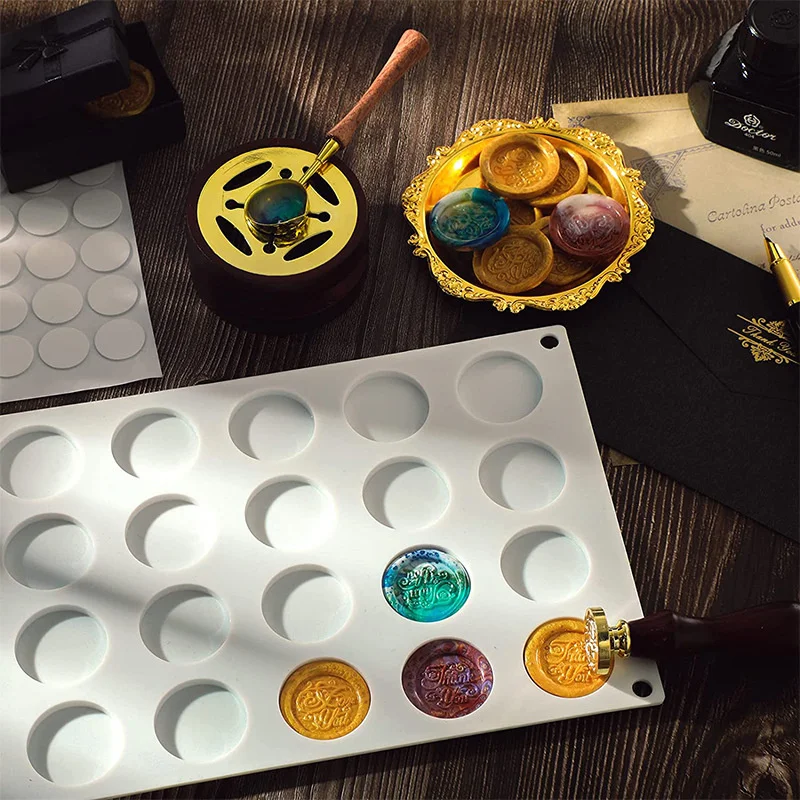 

Silicone Wax Printing Pad 24 Pore Wax Sealing Pad For DIY Craft Adhesive Wax New Round Flat Bottom Wax Seal Silicone Mold