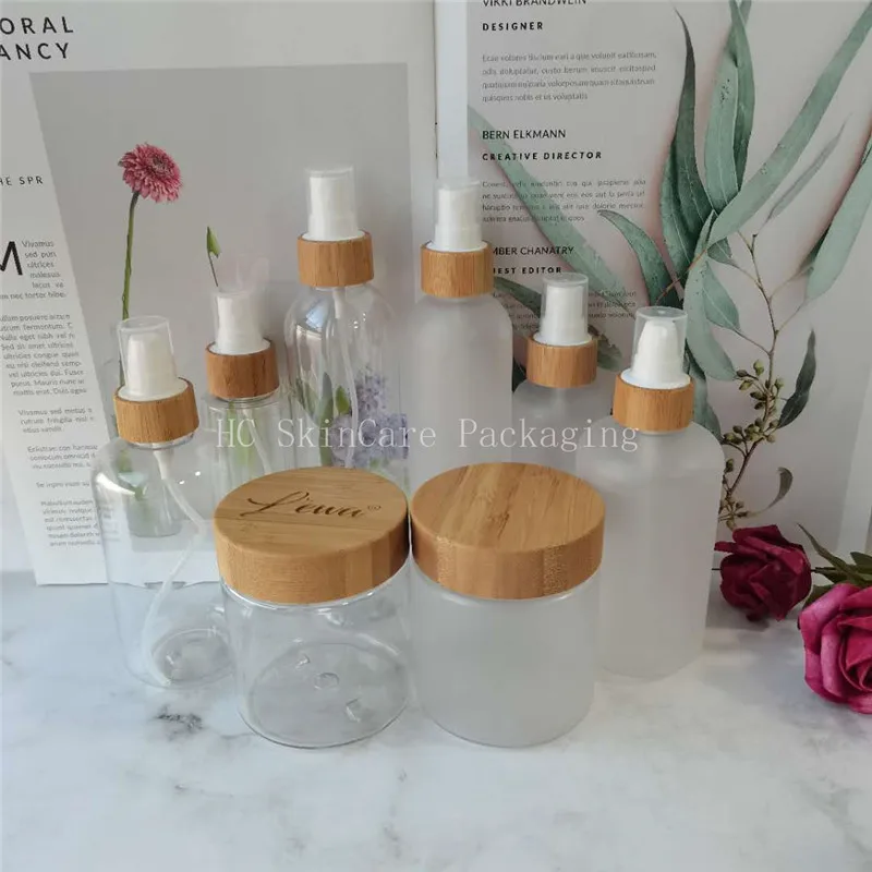 

120/150/250ml 100pcs plastic bottles with bamboo disc cap,essential oils cosmetic packaging shampoo gel Liquid soap bottle