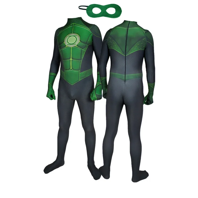 Green Lantern Cosplay Male Boys Men Green Lantern Superhero Zentai Suit Halloween Cosplay Bodysuit Adults Kids