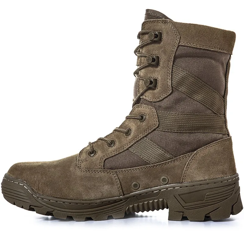 

Genuine Leather Male Desert Tactical Boots Outdoor Combat Boots Military Shoes Waterproof Puncture-proof Army Boots Hiking Shoes