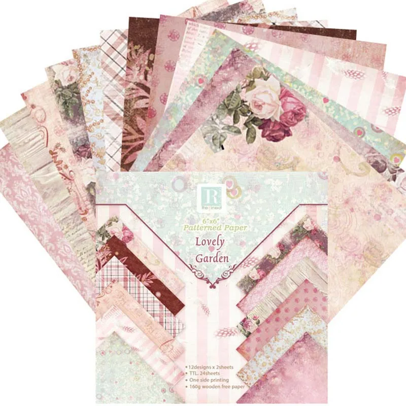 

24 листа/партия, бумажные пакеты для скрапбукинга, 15,2x15,2 см