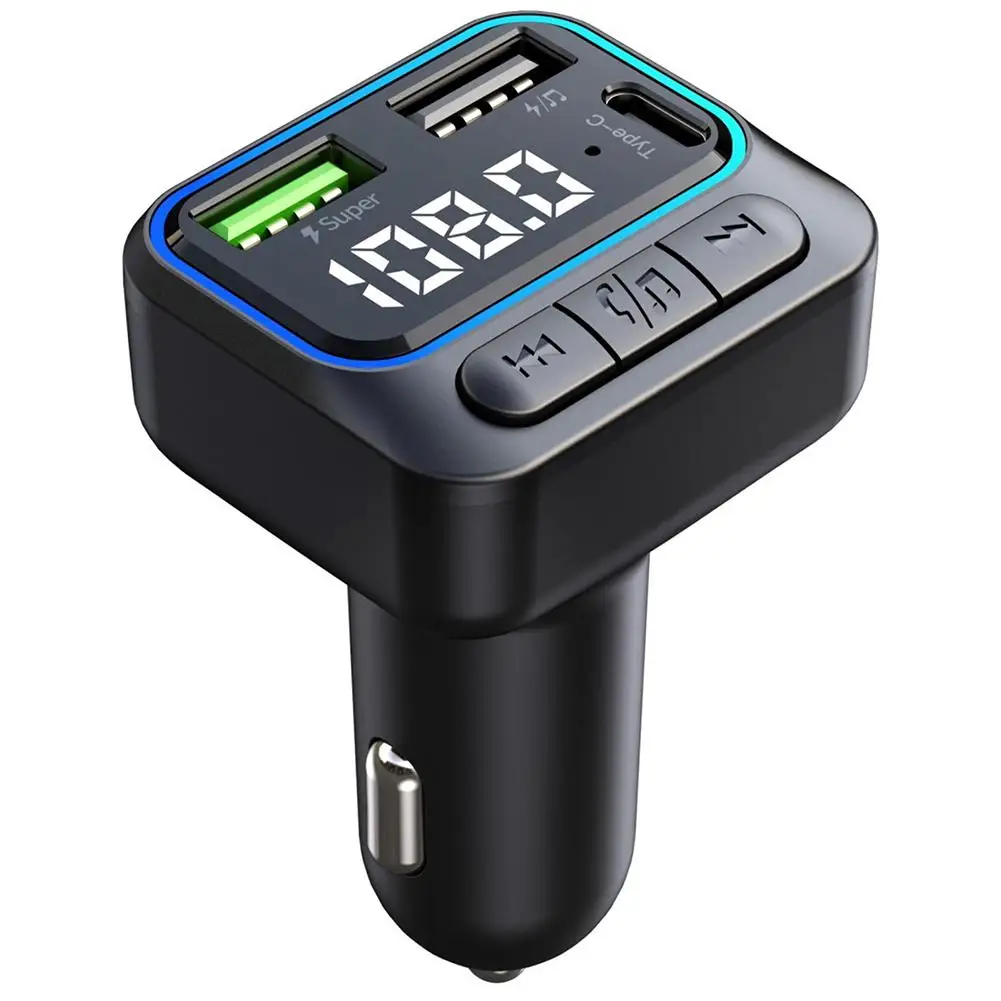 

Автомобильный комплект Bluetooth беспроводной FM-передатчик с функцией громкой связи для автомобильного MP3-плеера с двумя USB-портами QC3.0 Быстрая зарядка 12-24 В Универсальный Автомобильный