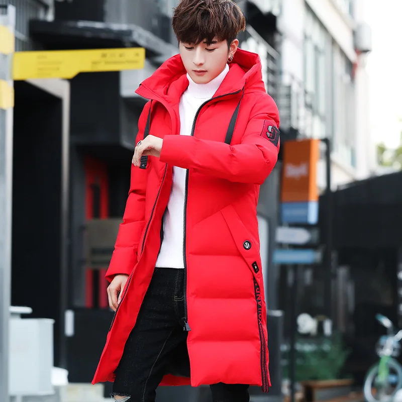 M-5XL Oversized Men's Mid-Length Cotton Padded Jacket Youth Male Fashion Big Fur Collar Hooded Windbreaker Outdoor Warm Park