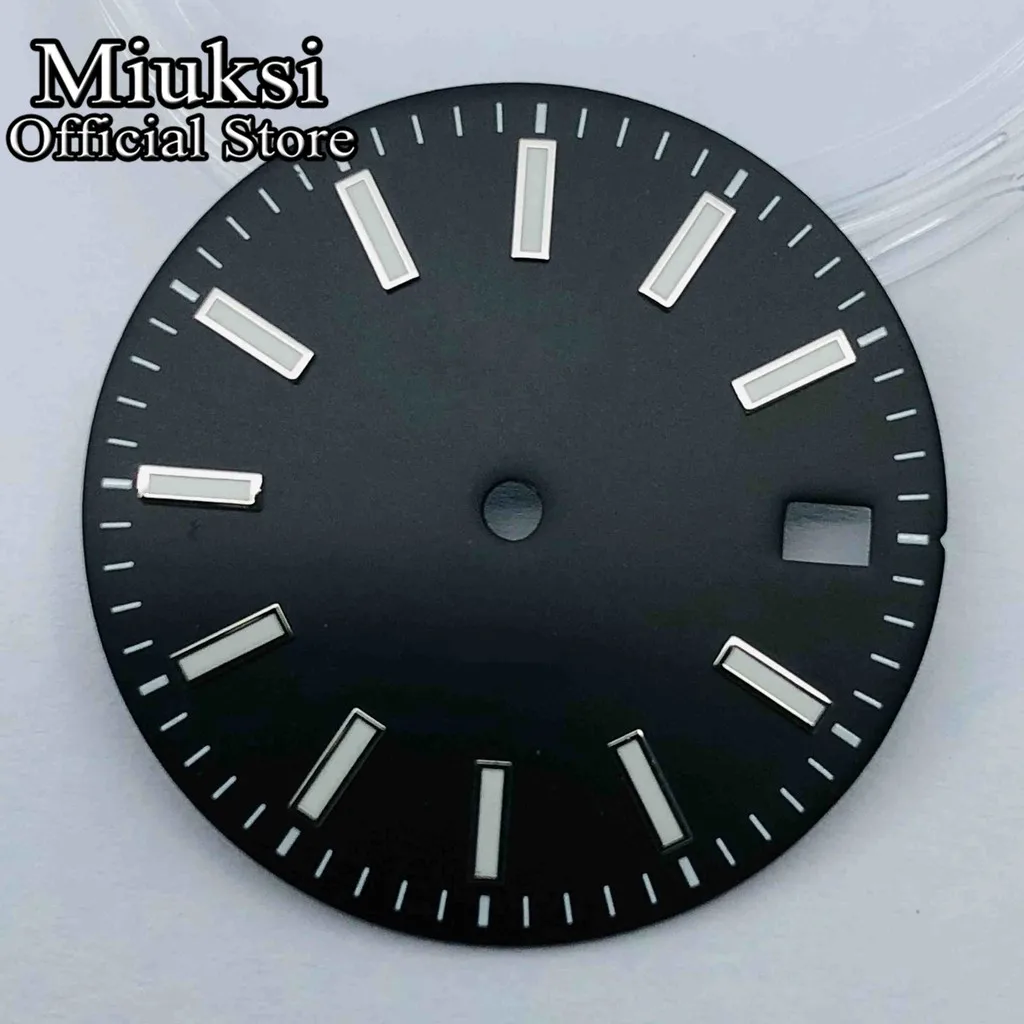 Miuksi 29mm black blue gray silver watch dial luminous fit NH35 NH36 ETA2824 2836 Miyota 8205 8215 Mingzhu DG2813 3804 movement