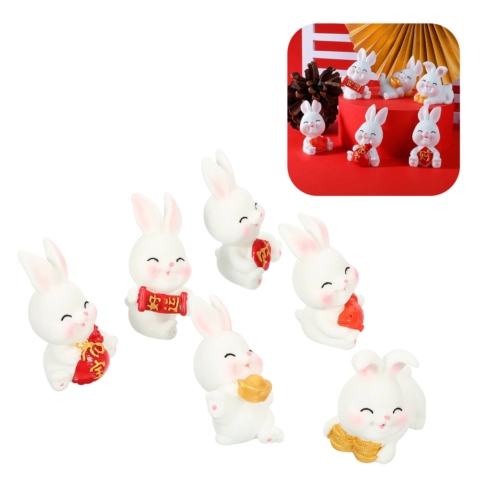 

Rabbit Bunny Year Miniature Figurines Statue Figurine New Mini Chinese Landscape Garden Miniatures Ornament Figure Micro Animal