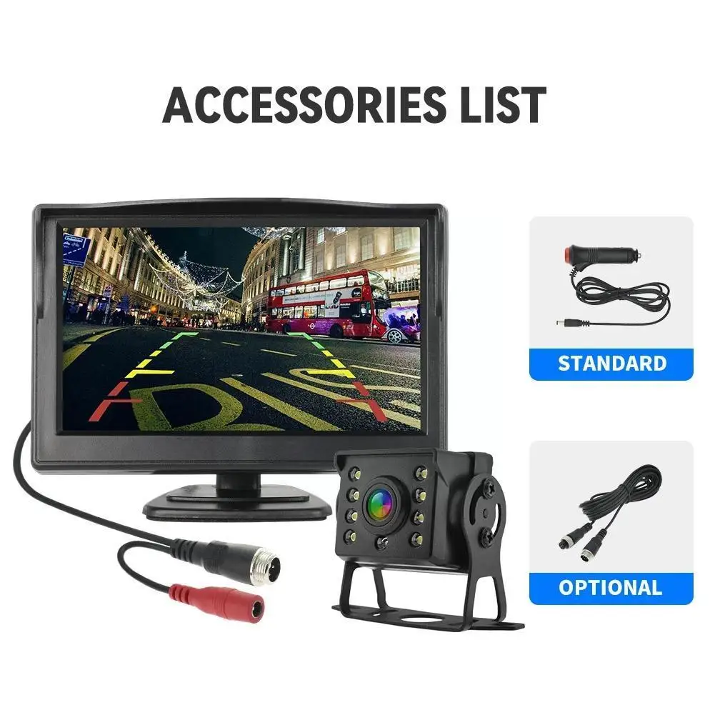 

Car Rear View Camera For Truck Parking 7" HD Monitor Trailer 9-36V LED Waterproof Camera With Screen Easy Installation O8W1