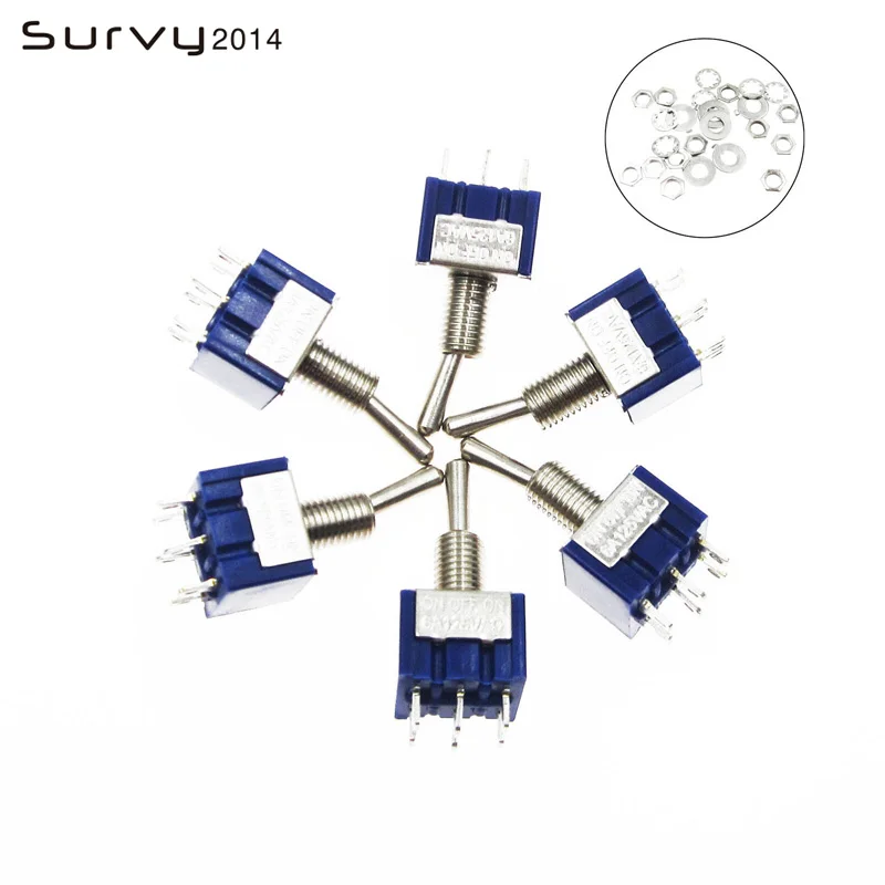 

6pcs Toggle Switch Mini Switches 3 Position Latching Switch SPDT ON-OFF -ON DPDT 6A 125V