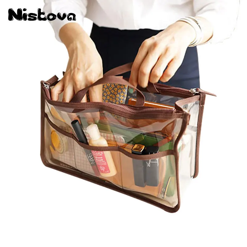 

Waterproof Clear Handbag Organizer Double Zipper See Through Cosmetic Insert Purse Organiser Transparent Makeup Travel Pouch
